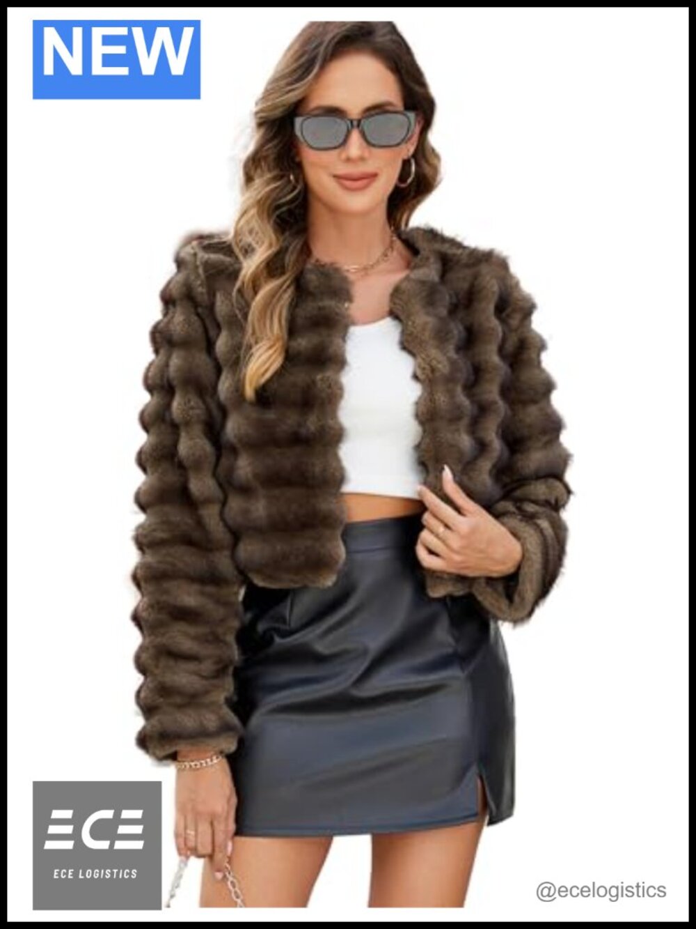 Faux Fur Cropped Coat Fuzzy Long Sleeve Winter Jacket